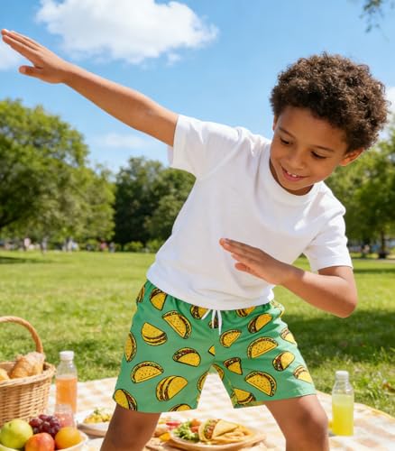 Kids Boys Swim Trunks with Mesh Liner 4-12T Taco Green 10-12 Years