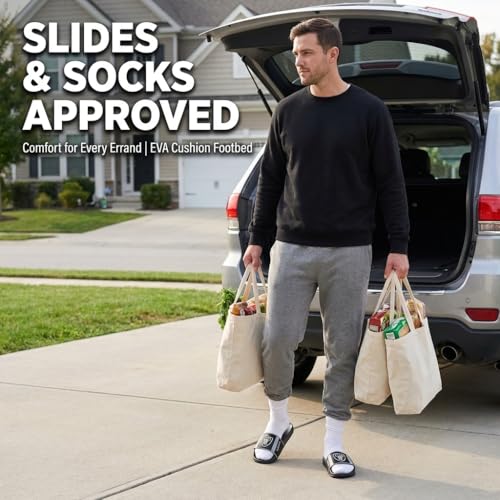 Las Vegas Raiders Slides for Men - Medium Water Resistant EVA Foam Sandals