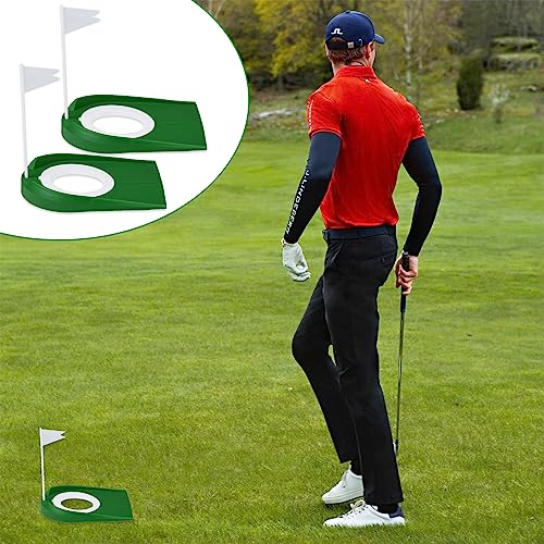 Indoor Golf Putting Green Set - 2 Pack Cups with White Flag