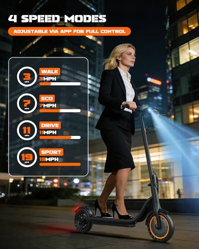 Electric Scooter V3 - 350W Motor, 19 MPH, 28 Mile Range, Black & Orange