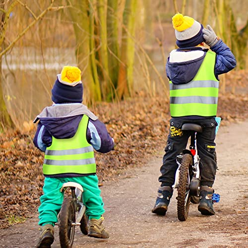 Unittype 10 Pcs Kids Safety Vest Bulk High Visibility Reflective Neon Traffic Vest with Zipper for Aged 3-10 Children