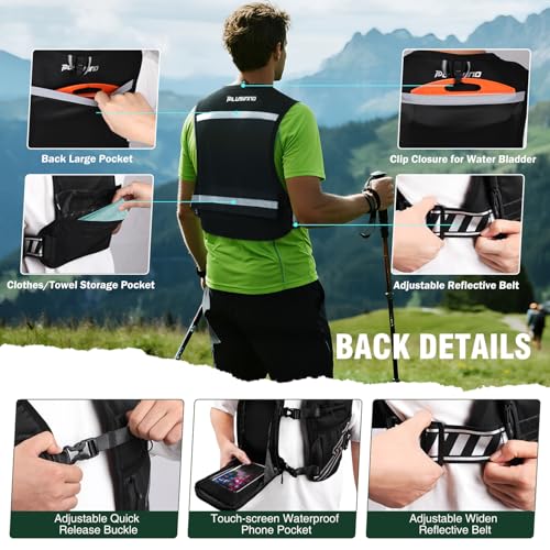 PLUSINNO Medium-Large Running Vest for Men & Women with 500ml Water Bottle