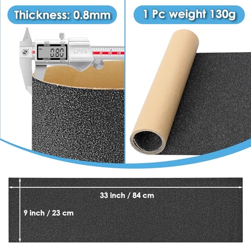 Skateboard Grip Tape 33" x 9" - No Air Bubbles, Black 1Pc
