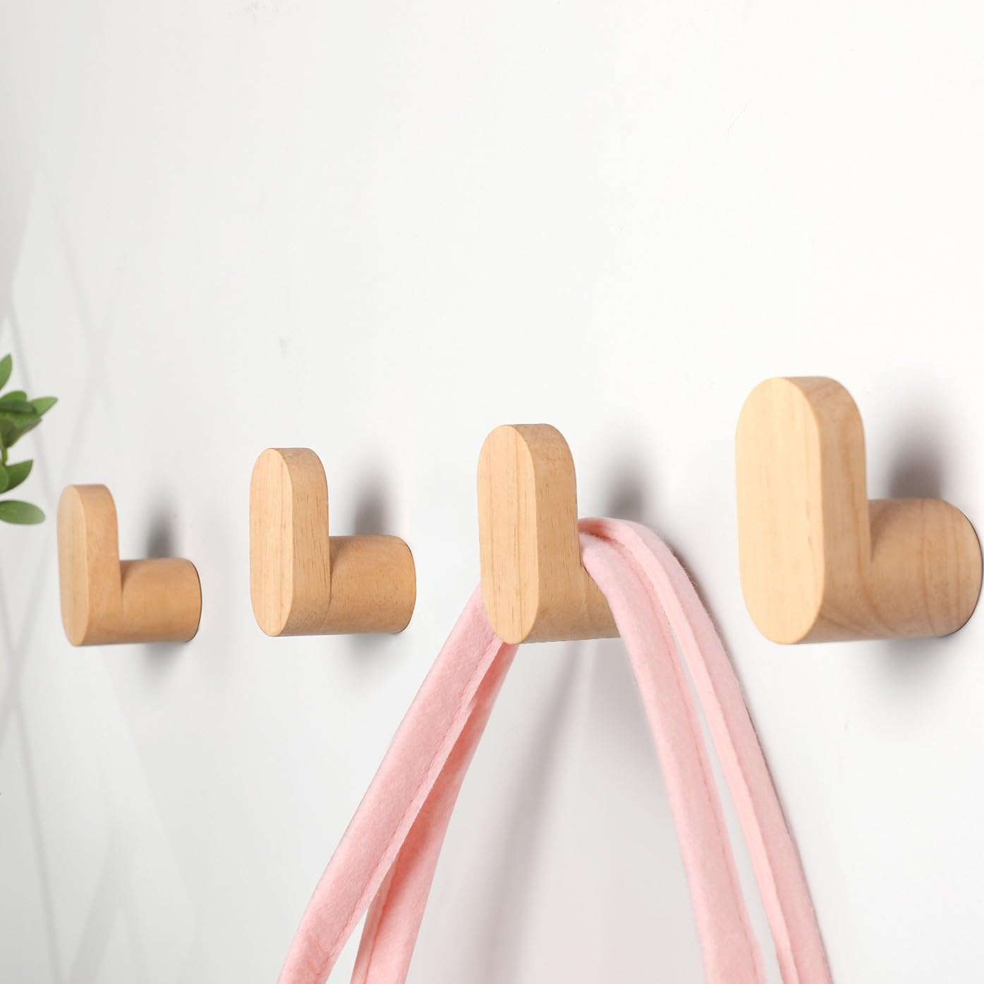LIVESO Wood Wall Hooks, 2 Pack Modern Minimalist Wood Hooks Wall Mounted, Natural Wooden Wall Coat Hook Rack, Wooden pegs for Hanging Hat, Towel, Robe, Bag