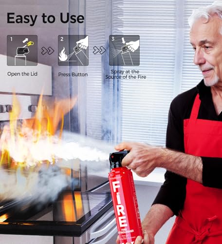 AmzBoom 2-Pack Fire Extinguisher Set for Home, Car, Kitchen & Grill with Mounting Brackets