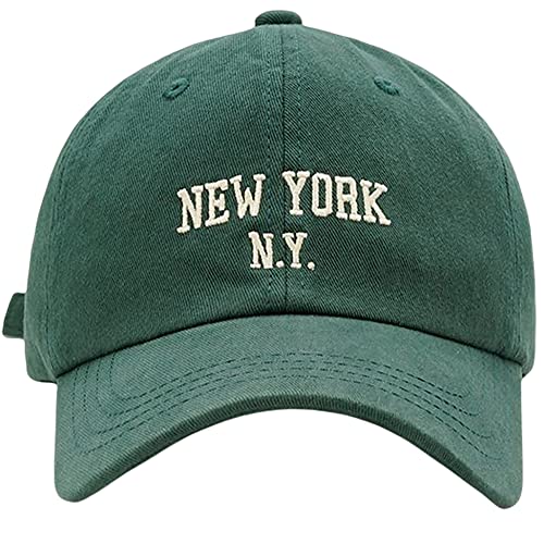 Unisex New York Embroidered Distressed Baseball Cap - Green