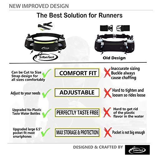 Hydration Running Belt with Water Bottles - Black & Green