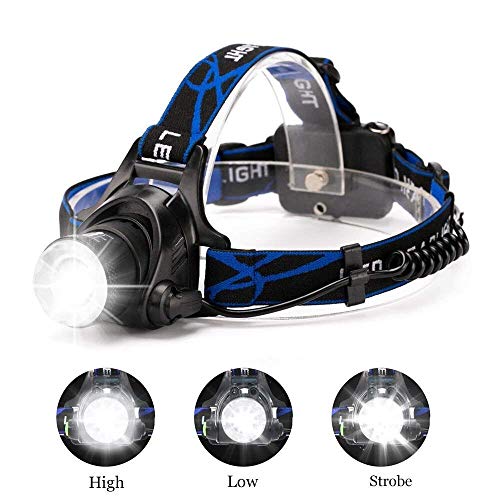LED Headlamp 3000 Lumens Waterproof 3-Mode Rechargeable Head Torch