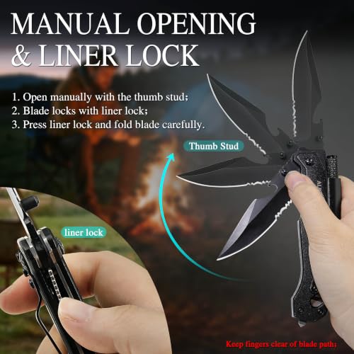 ALBATROSS 7-in-1 Folding Pocket Knife with Glass Breaker - Black Edition