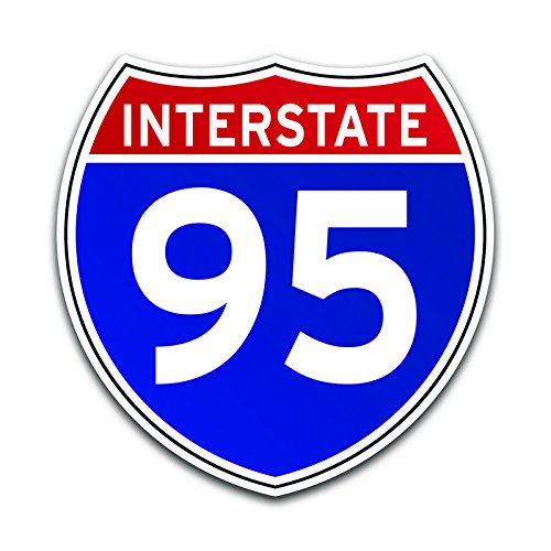 Interstate 95 Sign Decal Sticker - 2-Pack, 4-Inch Vinyl