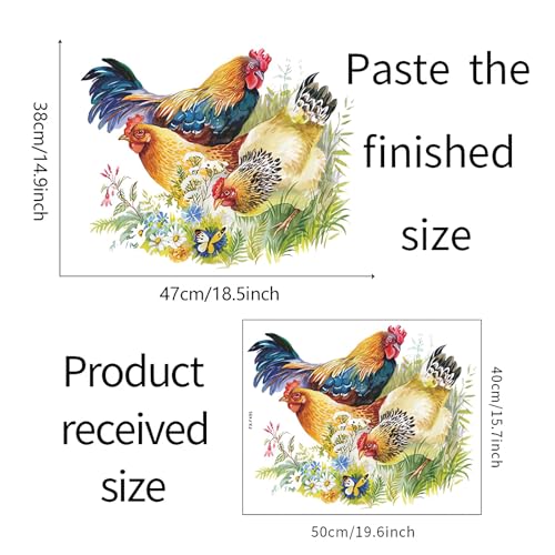 Chicken Roosters Hens Wall Stickers, sacinora Farm Idyllic Wall Decals Rhode Island Red Leghorn Chicken Removable Vinyl Peel and Stick for Farmhouse Kitchen Dining Room Pantry Home Decor