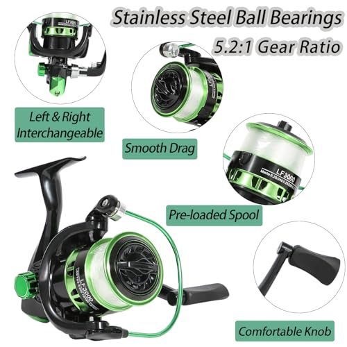 Blue & Green Telescopic Fishing Rod & Reel Combo - 2PCS Spinning Set with Accessories