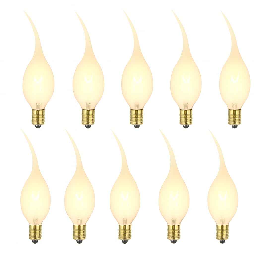 Hompavo Silicone Dipped Candle Light Bulbs – 3W E12 Candelabra Base – Warm White Decorative Flame Tip – Incandescent Bulbs for Chandeliers, Wall Sconces, Night Lamps – 10 Pack