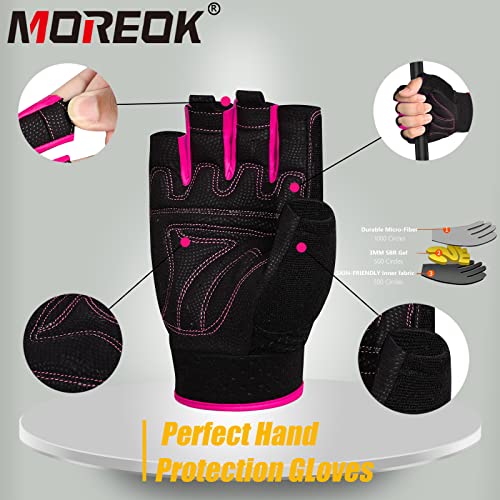 Padded Fingerless Workout Gloves for Weightlifting - Pink, Medium