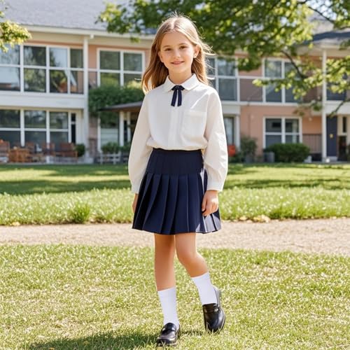 Kids Crew Socks - 4 Pack Soft Cotton Seamless Toe - Medium White