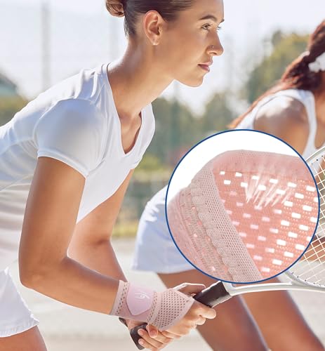 HiRui Pink Mesh Wrist Wraps - Breathable Adjustable Support for Pain & Recovery
