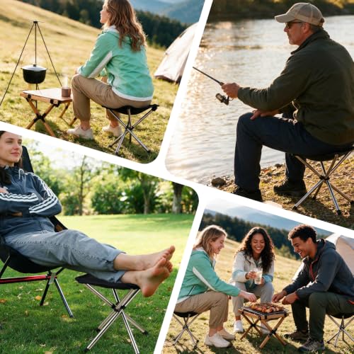 JVZI 1.2lb Ultralight Telescoping Folding Camping Stool - Portable, 275lbs Capacity, Compact for Hiking & Fishing (Variation 1)