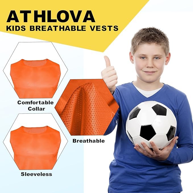 Breathable Youth Soccer Pinnies - Mesh Scrimmage Vests