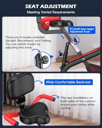Folding Magnetic X-Bike - Upright Exercise Bike, Flame Red