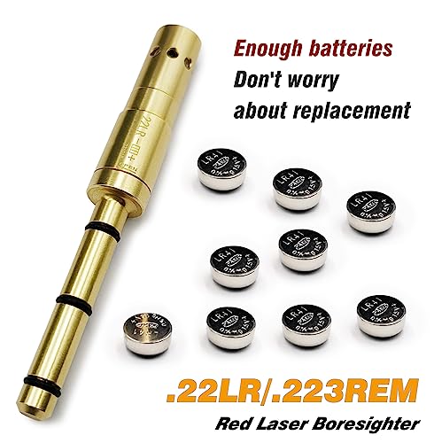 Laser Bore Sight for .22LR/.223REM - Brass Laser Boresighter for Pistols, Rifles & Air Guns