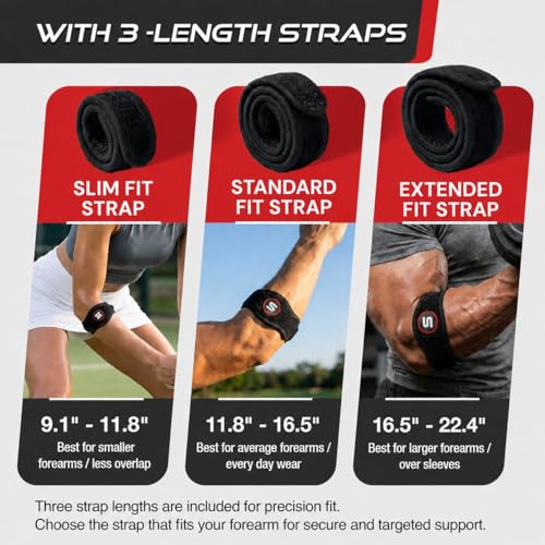 Tennis Elbow Brace for Men & Women - Adjustable Support Strap for Relief