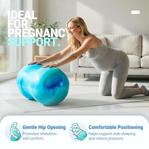 PlayZap Peanut Ball 20in for Pregnancy, Therapy & Home Fitness – Blue Green