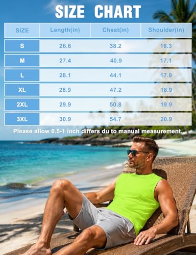 Men's Workout Sleeveless Tank Top Neon Yellow X-Large Quick Dry Athletic Gym Shirt