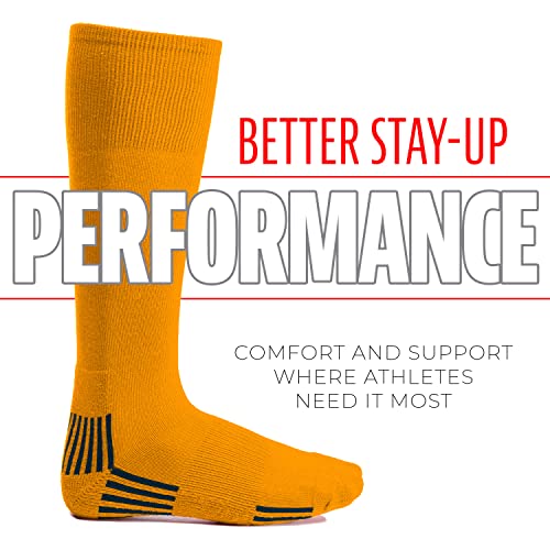 Youth Baseball & Softball Socks - Tall Sports Socks - Small Yellow/Orange