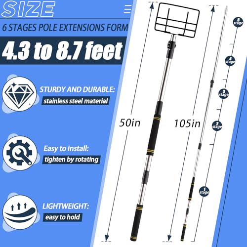 Edge Protector Pole for Flatbed - 4.3-8.7ft Black, Stainless Steel V-Head