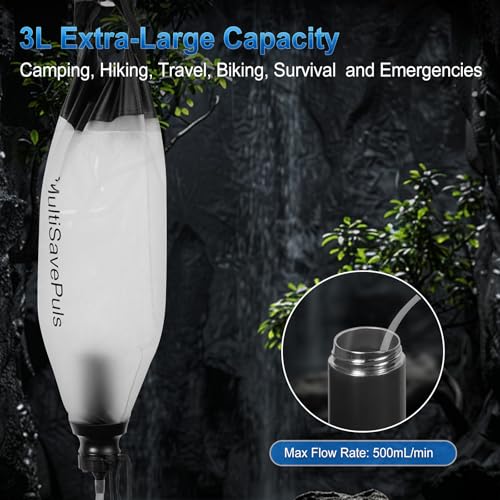 MultiSavePuls Gravity Water Filter Straw 3L - Camping & Emergency Water Purifier (Variation 1)