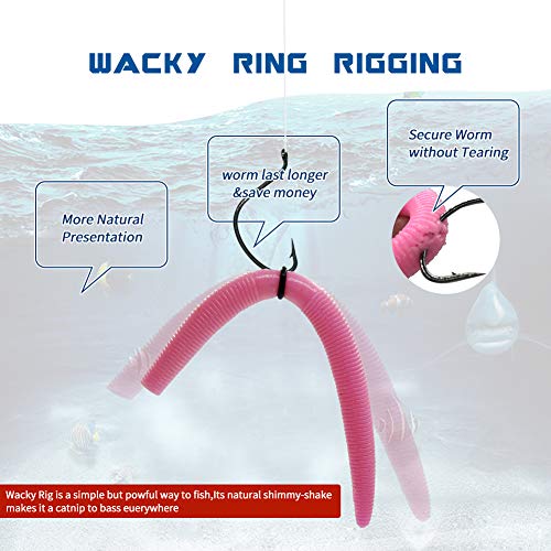 Wacky Rig Tool with 300 Black O-Rings - Fishing Kit for Soft Baits