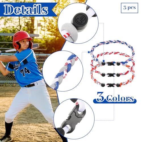 Baseball Necklaces - 3 Pack in White, Blue, Gray, Orange, Red