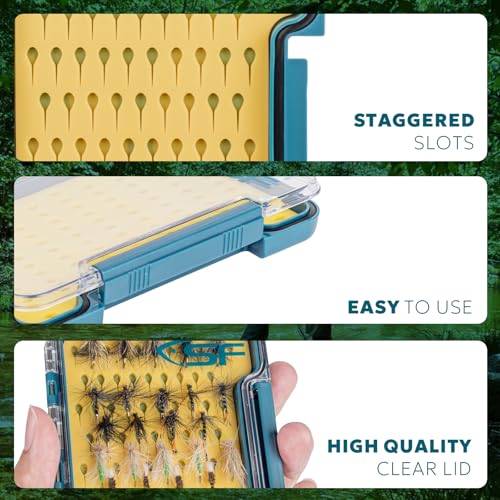 Slim Fly Fishing Box - Waterproof Plastic with Clear Lid, Small