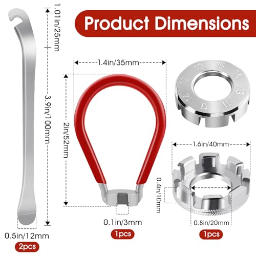 4-Piece Bicycle Spoke Wrench & Wheel Truing Tool Set with Tire Levers