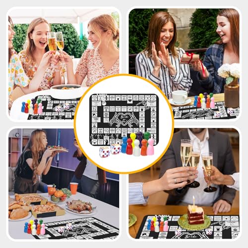 Bride Or Die Bachelorette Drinking Game Set - Interactive Party Board Game with Dice & Rubber Mat