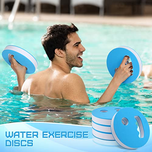 Water Exercise Discs - 4 Pcs Pool Weights for Aerobics - White & Blue