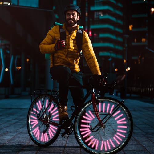 Reflective Spoke Covers for Bicycle - 36 Pcs Pink Set
