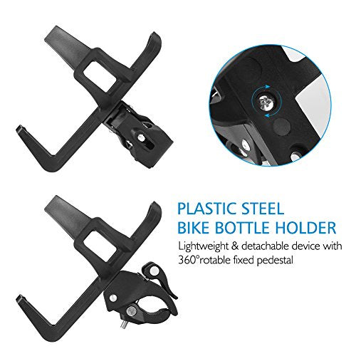 Bike Water Bottle Holder - 2 Pack, No Screws, Rotatable - Black