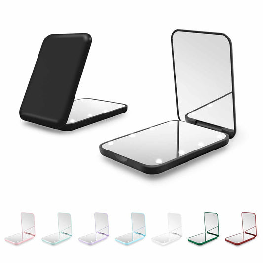 Kakuje Compact Mirror, 1X/3X Magnification LED Pocket Mirror with Nternal BIattery, Mini Mirror for Purse, Pocket,Travel and Present (Black)