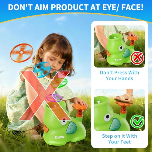Kids Outdoor Flying Disc Launcher Toy - Elephant Design, Blue Green