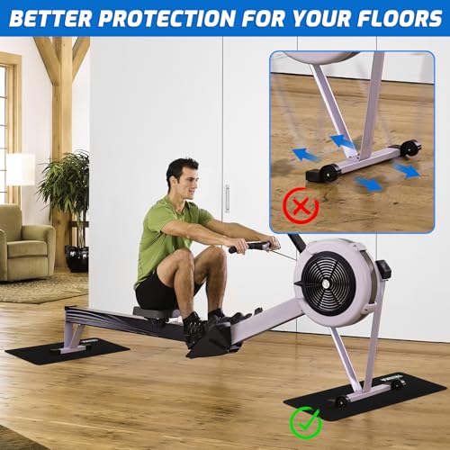 Rowing Machine Floor Mats - 2PCS Non-Slip Fitness Equipment Mat | 30"x12"
