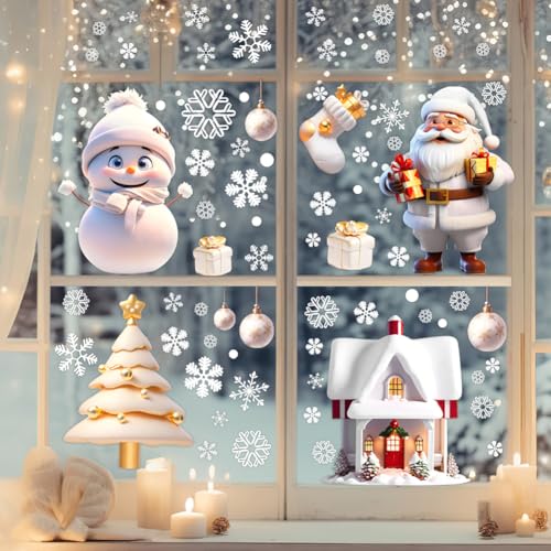 Christmas Snowman Snowflake Santa Claus Wall Sticker New Year Glass Window Decoration Mural Room Home Decor Electrostatic Decals
