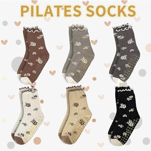 Warm Thickened Yoga Socks - Non-Slip Pilates Socks, 3 Pairs - One Size / Black, Khaki, Coconut Milk