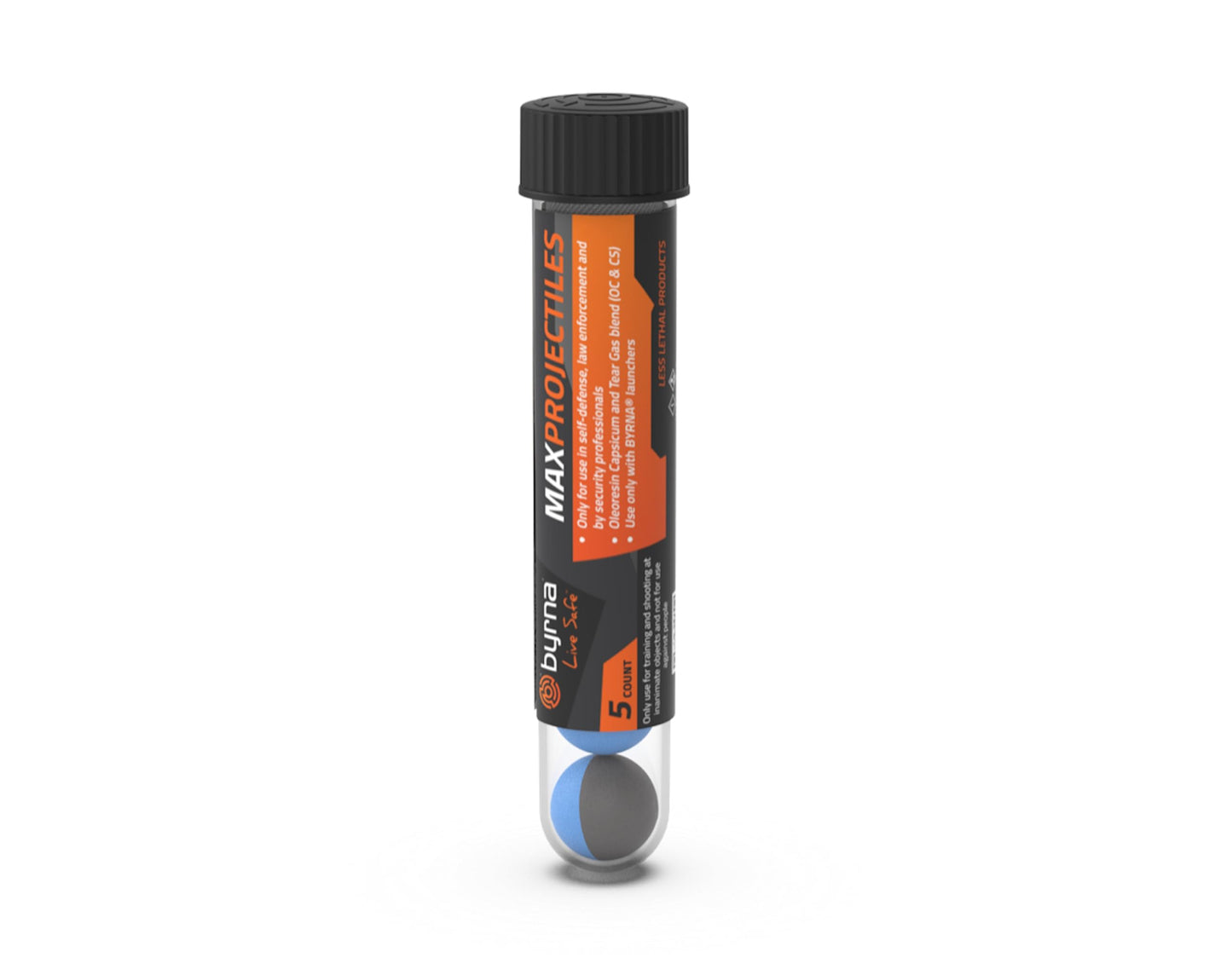 Byrna MAX Projectiles - | Maximum Stopping Power | OC and CS Non Lethal Pepper Spray & Tear Gas Blend Balls - Non Lethal Self Defense Projectile Rounds for Byrna Launchers, 0.68 Caliber (5 Count)