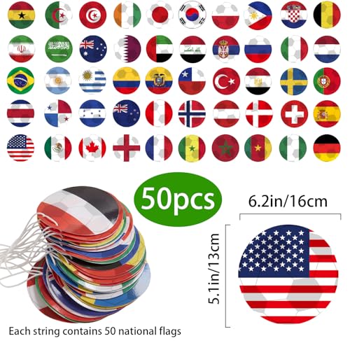 50-Piece International World Flag Bunting Banner for Party Decorations