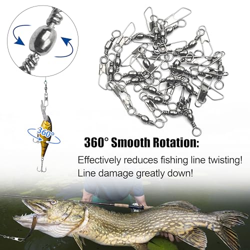 Fishing Barrel Swivels Snaps - 100pcs Black #12 Snap Connectors