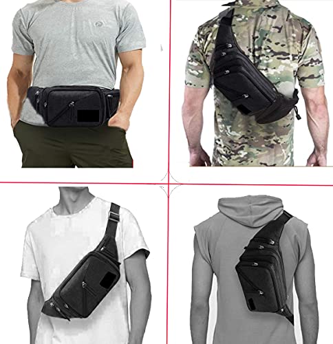 LarKoo Black Concealed Carry Pistol Waist Bag Tactical Fanny Pack with Water Bottle Holder