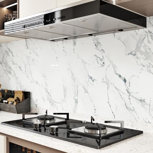 WESTICK White/Silver Marble Contact Paper Peel and Stick Countertops Waterproof Marble Wallpaper Peel and Stick Faux Counter Vinyl Wrap Self Adhesive Contact Paper for Cabinets Table Desk 15.8¡± X 80¡±