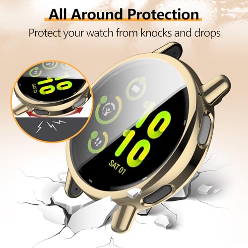 Soft TPU Screen Protector Case for Garmin Vivoactive 5 - 2 Clear + 2 Gold