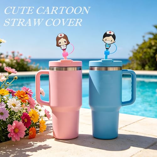 20PCS Cute Silicone Straw Cover Toppers - Fits 10mm Straws